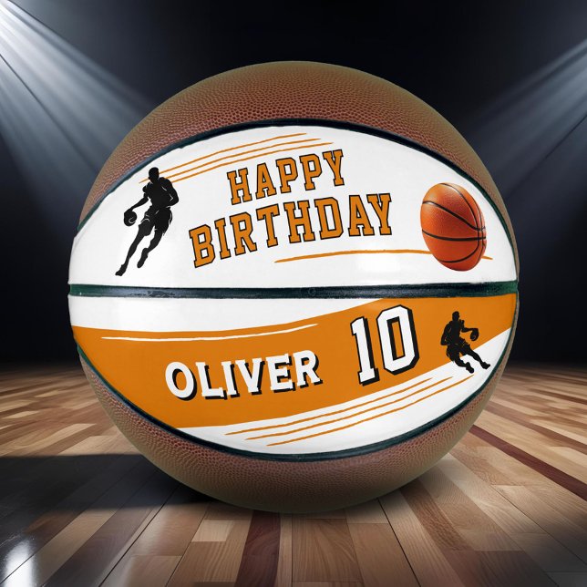 Ballon De Basket Moderne Silhouette Rayée Joyeux Anniversaire (Créateur téléchargé)