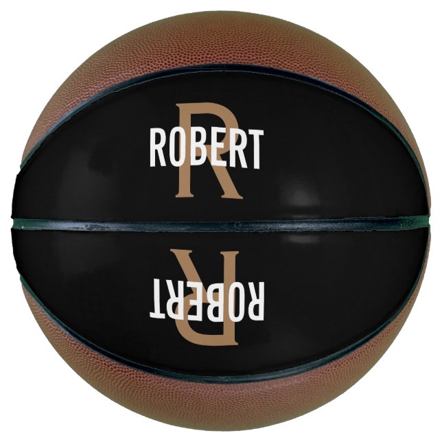 Ballon De Basket Monocérogramme d'or noir moderne nom de basket-bal (Devant)