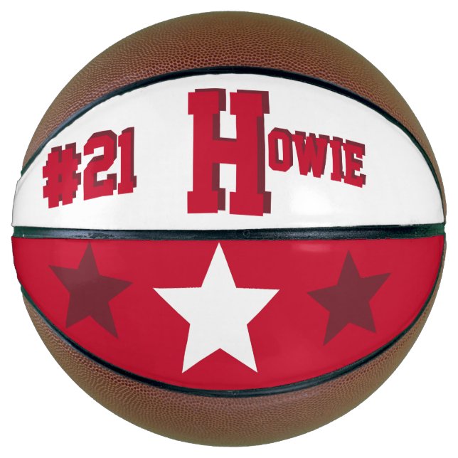 Ballon De Basket Monogramme Basket-ball rouge et blanc (Devant)