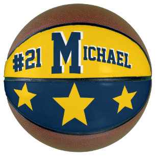 Ballon De Basket Monogramme bleu et or