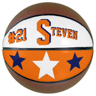Ballon De Basket Monogramme bleu, orange et blanc
