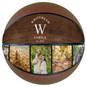 Ballon De Basket Monogramme Bois foncé 5 Collage photo