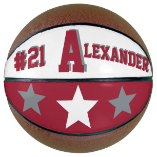 Ballon De Basket Monogramme Crimson rouge, blanc et gris
