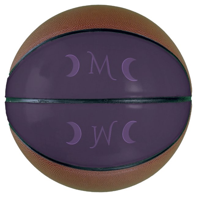 Ballon De Basket Monogramme des lunes de croissant de violet poussi (Devant)