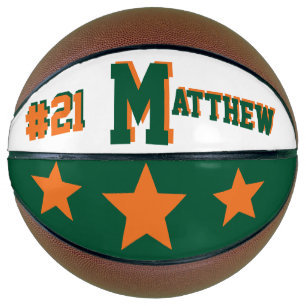 Ballon De Basket Monogramme orange et vert