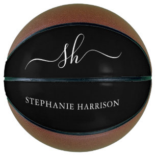 Ballon De Basket Monogramme personnalisé noir blanc 