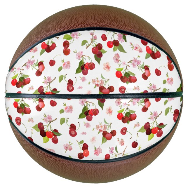 Ballon De Basket Motif Cerise 1 (Devant)