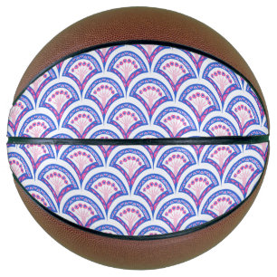 Ballon De Basket motif damassé floral bleu