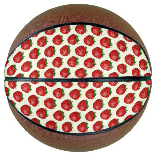 Ballon De Basket Motif Fraise, Fraises Rouges, Fruit, Feuille