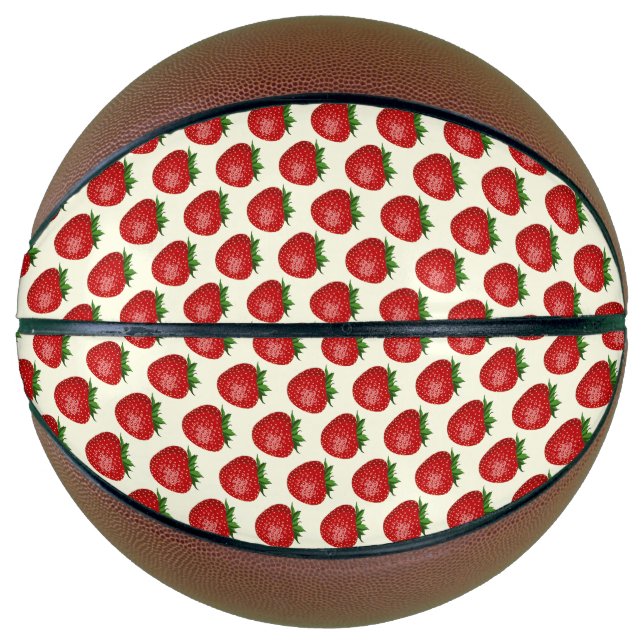 Ballon De Basket Motif fraises, fraises rouges, fruits, feuilles (Devant)
