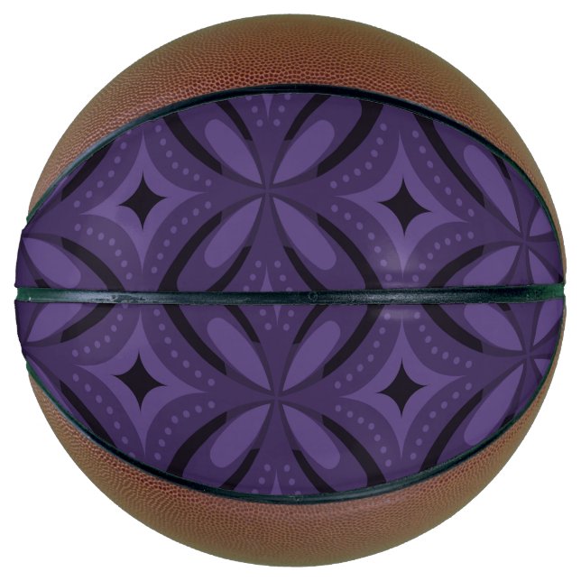 Ballon De Basket Motif Rétro de Couleur Violet Foncé (Devant)