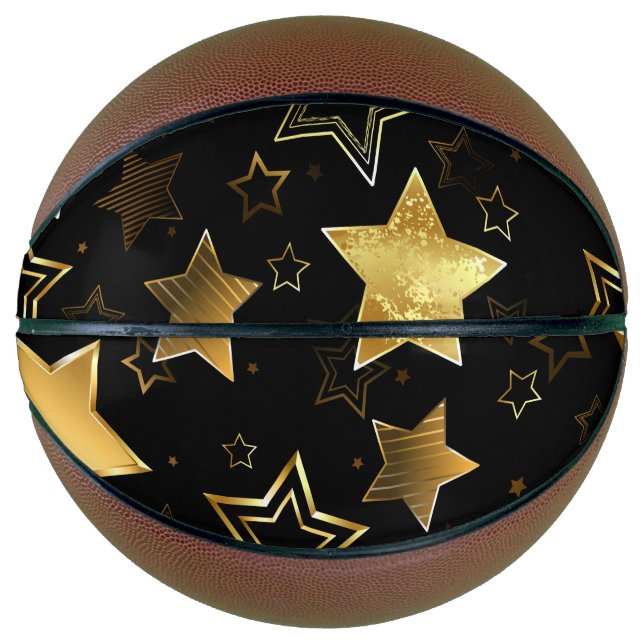 Ballon De Basket Motif sans couture avec étoiles d'or (Devant)
