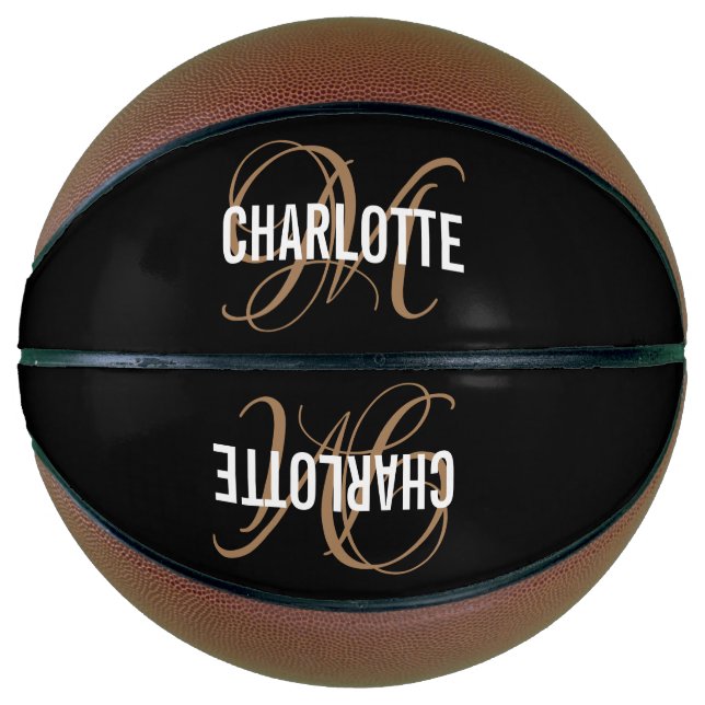 Ballon De Basket Nom de script en or noir moderne Basket (Devant)