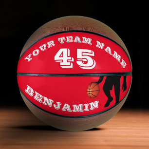 Ballon De Basket Nom d'équipe de joueur rouge moderne Numéro Basket