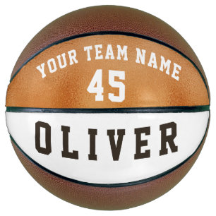 Ballon De Basket Nom d'équipe métallisé orange moderne et numéro