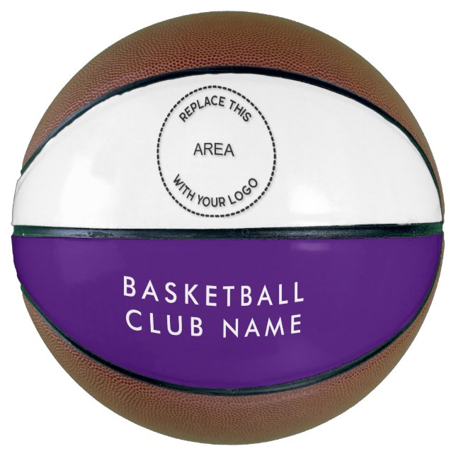 Ballon De Basket Nom du club de basket-ball Logo Purple Whiteor Tou (Devant)