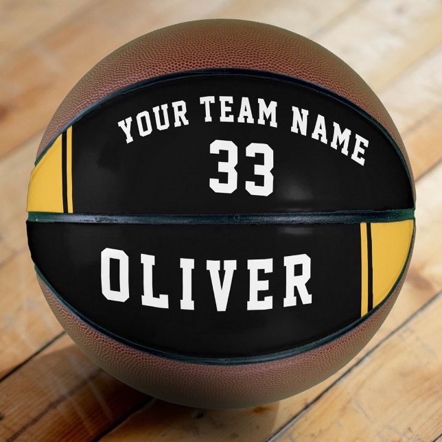 Ballon De Basket Nom Numéro Équipe Joueur Jaune Noir (Créateur téléchargé)