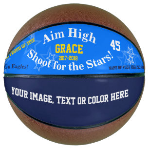 Ballon De Basket Nom personnalisé bleu Équipe Stars Basketball