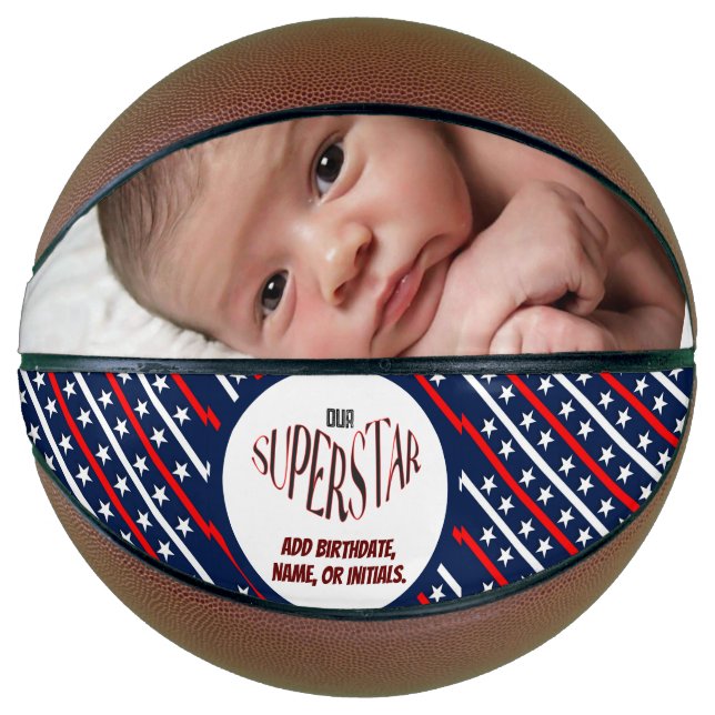 Ballon De Basket Notre Superstar Basketball Rouge, Blanc Et Bleu (Devant)
