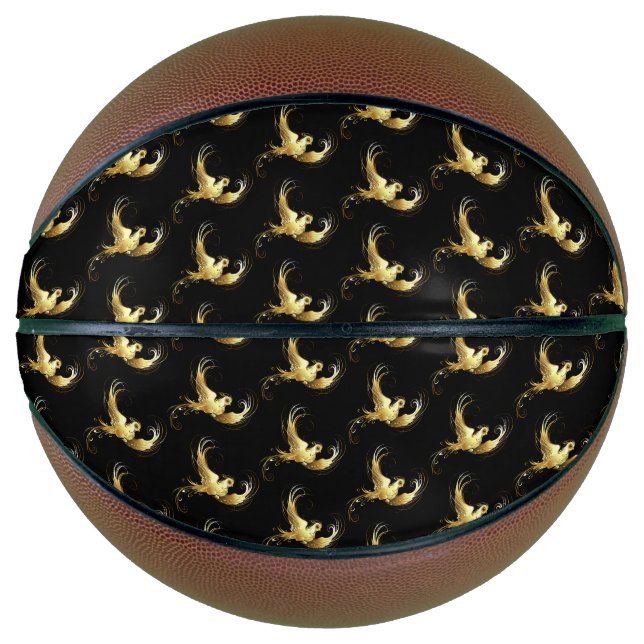 Ballon De Basket Oiseau d'or sur Arrière - plan noir (Devant)