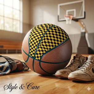 Ballon De Basket Or métallisé avec motif carré noir