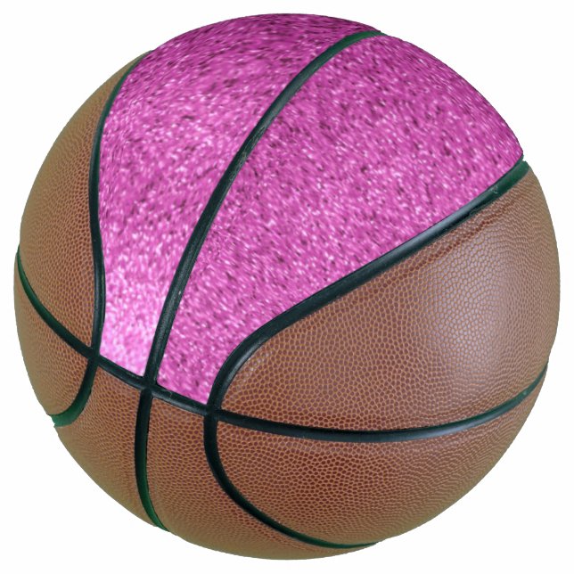 Ballon De Basket Paillettes Faux Rose (Incliné)