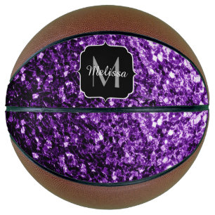 Ballon De Basket Paillettes violet foncé scintillement bling Monogr
