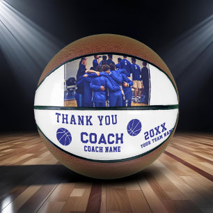 Ballon De Basket Panneau de remerciement à l'entraîneur bleu Photo