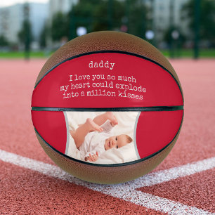 Ballon De Basket Papa I Love You Poem - Photo personnalisée Rouge 