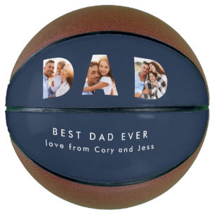 Ballon De Basket Papa multi photo typographie marine bleu moderne