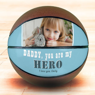 Ballon De Basket Papa tu es mon Héros Bleu Photo Fête des Pères