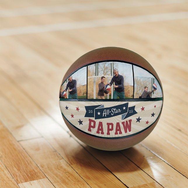 Ballon De Basket Papaw tout-étoile - Papaw Photo grand-père personn (Créateur téléchargé)