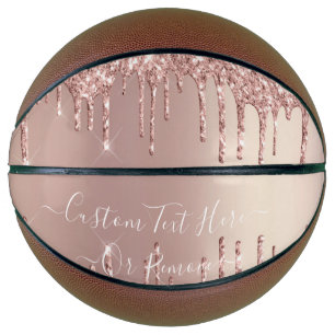 Ballon De Basket Parties scintillant rose Gold Blush Éclats Texte