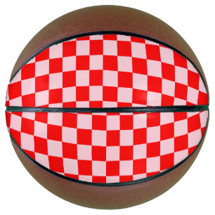 Ballon De Basket Pastel Pink Rouge À damiers damier Vintage