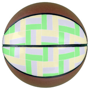 Ballon De Basket Pastel Rectangles Lignes en pointillé blanc Motif
