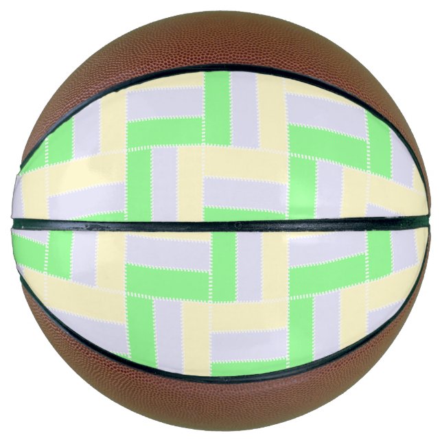 Ballon De Basket Pastel Rectangles Lignes en pointillé blanc Motif (Devant)