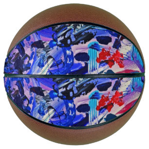 Ballon De Basket Peinture abstraite bleue mignonne