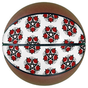 Ballon De Basket Pentagramme aux roses rouges