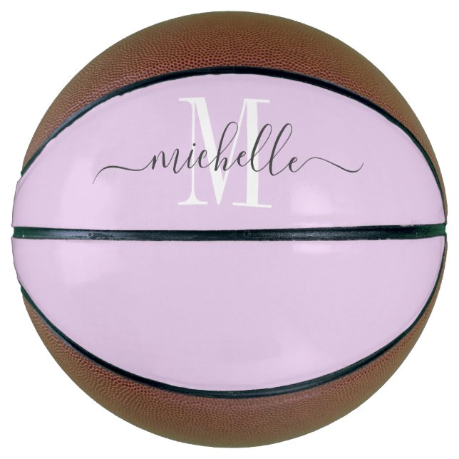 Ballon De Basket Personnalisée Monogramme fille's Pastel Lavender (Devant)
