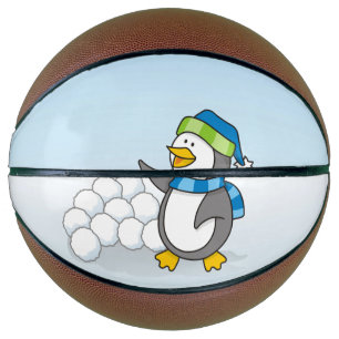 Ballon De Basket Petit manchot avec boules de neige agitant