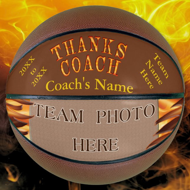 Ballon De Basket PHOTO Cadeaux personnalisés pour entraîneur de bas (Basketball for Coach. Thank you gifts for Basketball Coaches. Best basketball coach gifts. Photo.)