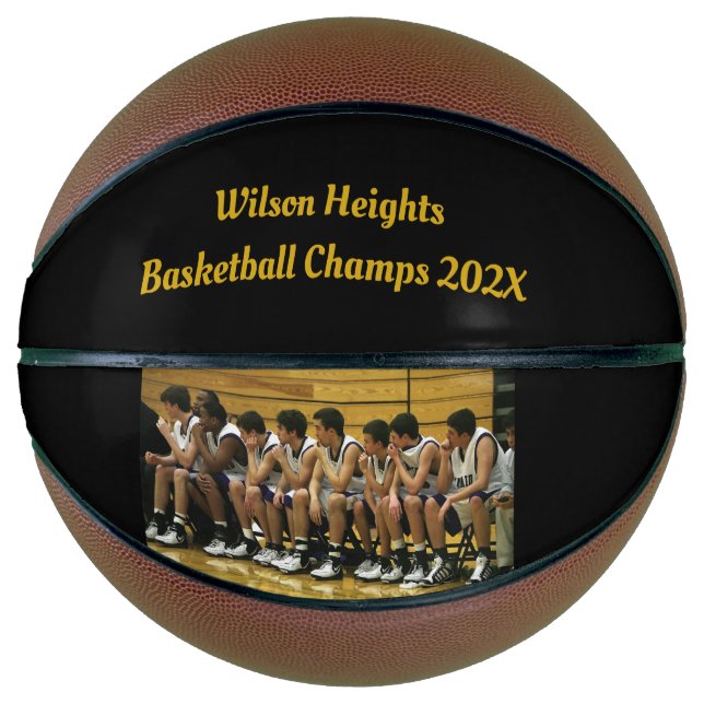 Ballon De Basket Photo d'équipe Texte personnalisé Champions de l'é (Devant)