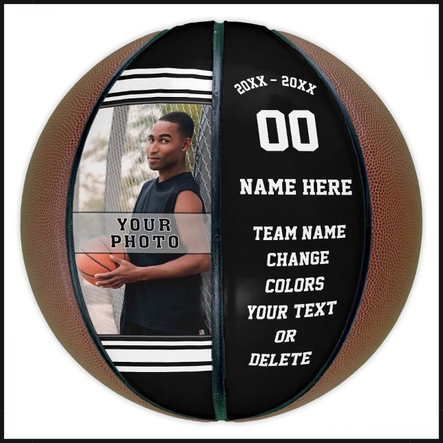 Ballon De Basket Photo et texte Basketball personnalisé Votre coule (Personalized and Photo Basketball. Best Senior Night Basketball Gifts. Photo basketballs. Basketball)