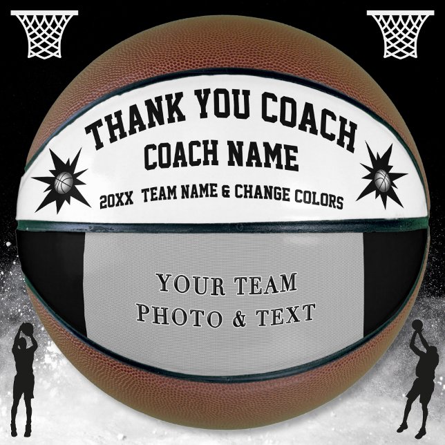 Ballon De Basket Photo noir et blanc Idées cadeaux de l'entraîneur  (Photo Basketball. Great Basketball Coach Gifts. Personalized Basketball Coach Gifts. Black and White)