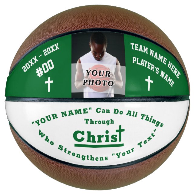 Ballon De Basket Photo personnalisée, Bible Verse Basketball (Devant)
