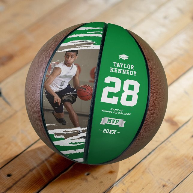 Ballon De Basket Photo personnalisée Fin de saison MVP Green (Créateur téléchargé)