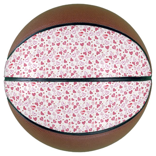 Ballon De Basket Pink Hearts Pattern Valentine's Day (Devant)