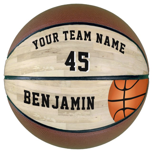 Ballon De Basket Plancher de bois avec numéro d'équipe (Devant)