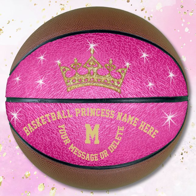 Ballon De Basket Princesse de basket-ball Gold et Hot Rose Personna (Pink, Gold, Personalized, Princess Basketball. Pink and Gold Basketball. Gifts for basketball lovers)