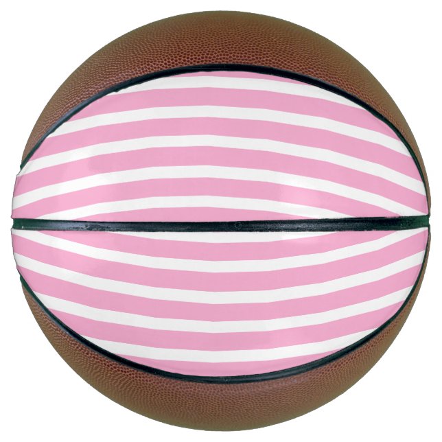 Ballon De Basket Rose lavande blanc simple rayé horizontal (Devant)